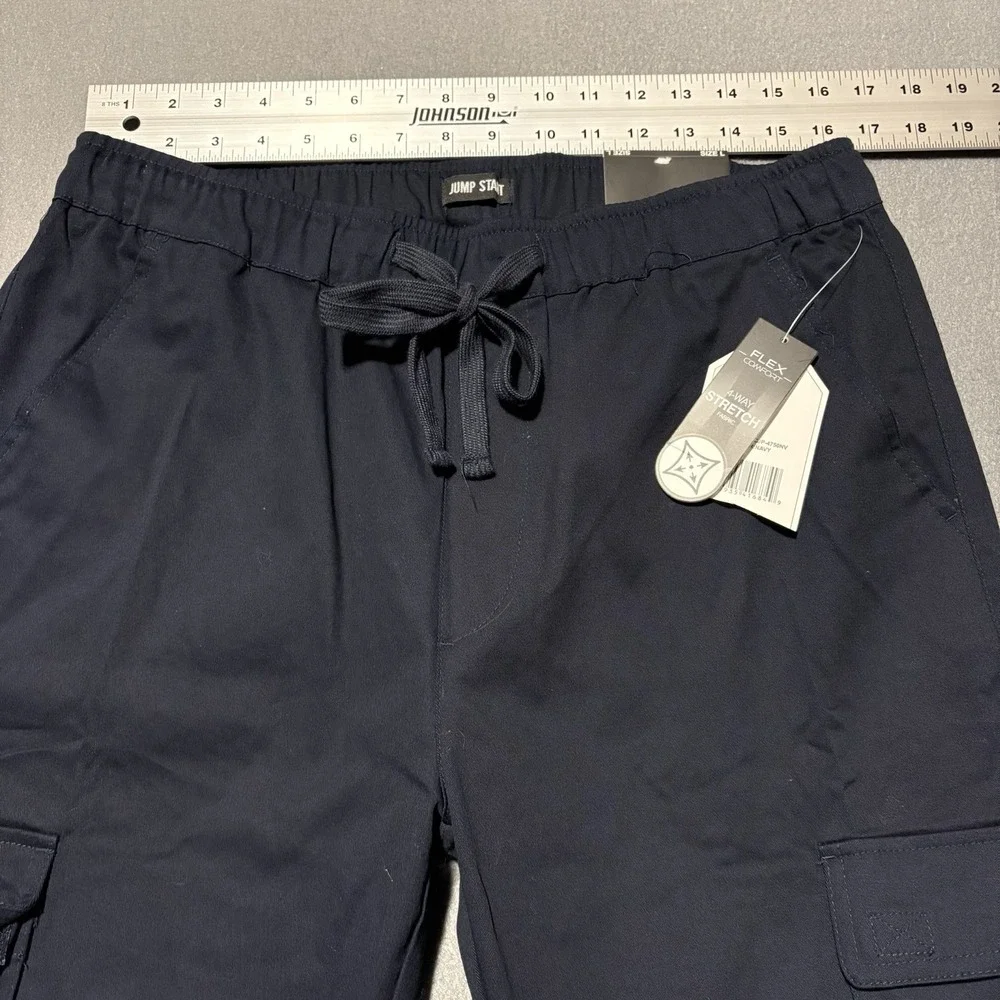 Mens Cargo Joggers 32x32 Navy Blue 4-Way Stretch Flex Comfort Drawstring NEW